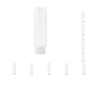 Set da 10 flaconi da viaggio per gel doccia e dentifricio, riutilizzabili, a prova di perdite, dispenser comprimibile, accessori per tubi, 50 ml, trasparenti