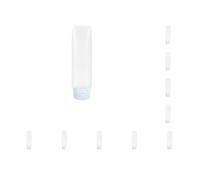 Set da 10 flaconi da viaggio per gel doccia e dentifricio, riutilizzabili, a prova di perdite, dispenser comprimibile, accessori per tubi, 30 ml, blu