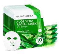 Set da 10 Maschera Viso Aloe Vera + Collagen - Maschere per il Viso Idratanti per Pelle Lenita & Fresca, Face Mask Morbida & Nutriente, Adatta a Donna e Uomo