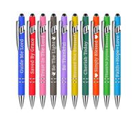 Set da 10 Penne Motivazionali con Frasi - Strumento a Retrattile e Pennino Touch | Inchiostro Nero 1,0mm | Divertente Articolo di Scrittura in Metallo come Regalo per Colleghi & Ufficio