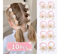 Set da 10 pezzi di elastici per capelli colorati e carini con paillettes e decorazioni floreali in cristallo sintetico, semplici e dolci, adatti come regalo per ragazze, possono essere usati per accon