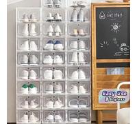 Set da 10 pezzi di scatole di plastica trasparente spessa impilabili per scarpe con cassetto e visualizzazione frontale per sneaker, tacchi alti, scarpe in pelle e scarpe casual, organizer per la casa