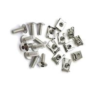 Set da 10 viti di copertura in plastica color argento e clip tipo U con dado M6 6 mm M5 5 mm adatte for moto, scooter, ATV, ciclomotore(M6X16)