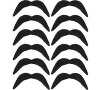 Set da 12 baffetti neri finti - Stili messicani e anni '70 per travestimenti - Modelli adesivi - Accessori spiritosi per feste in maschera e cosplay - Kit umoristico per travestimenti originali