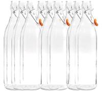 Set Da 12 Bottiglia Costolata in Vetro Con Tappo Ermetico 1 L