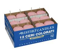 Set da 12 Ceri- Colore Cipria - Linea Risthò - diametro 4 cm altezza 7 cm - Durata 12 ore - Cereria di Giorgio