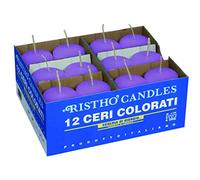 Set da 12 Ceri- Colore Viola Chiaro - Linea Risthò - diametro 4 cm altezza 7 cm - Durata 12 ore - Cereria di Giorgio