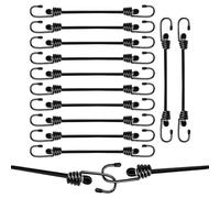 Set da 12 Corde Elastiche, Corde Elastiche con Gancio per Tende Elastici Portapacchi 35cm Cavi elastici con ganci occhielli Tenditore elastico in Gomma Cinghie Elastiche per Campeggio, Giardinaggio