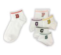 SET DA 12 O 24 PAIA DI CALZINI IN COTONE BIANCO CON LETTERA COLORATA TG:35-40