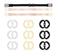 Set da 12 Pezzi Antiscivolo Fermaglio per Reggiseno Accessorio per Reggiseno Clip Incrociate per Reggiseno 3 Pezzi Antiscivolo Cinturino di Reggiseno Cinghia Elastica Regolabile con 9 Pezzi Bra Clip