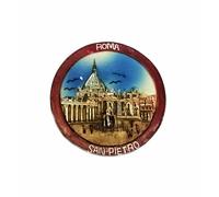 SET da 12 pezzi Calamita Magnete Resina "ROMA TONDO ROSSO VATICANO" SPEDIZIONE C