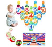 Set da 12 pezzi da bowling per bambini, con bowling e borsa per il trasporto, giocattolo per lanciare lattine, mini giocattolo per interni ed esterni, a partire da 2 3 4 5 6 anni, per bambini
