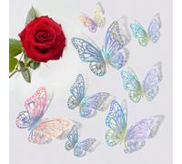 Set da 12 pezzi di adesivi murali a farfalla 3D cavi, decorazione per torte, decorazione per matrimoni, decorazione per la casa, soggiorno, regalo, decorazione per compleanni, lauree, casa, pareti, ba