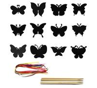 Set da 12 pezzi di carta da grattare con farfalle, carta da grattare arcobaleno e gratta e vinci magici per divertimento fai da te, forniture artistiche creative con penna in bambù per artigianato e