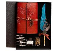 Set da 12 Pezzi di Penna d'oca Antica da Scrittura di Lusso, Penna d'oca Vintage Alata Meccanica con Taccuino Vintage di Lusso, Regalo Esecutivo e Decorazione da Scrivania Antica