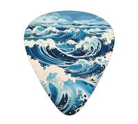 Set da 12 pezzi di plettri per chitarra Ukiyo-e stile onde, stampa confortevole e resistente all'usura tono nitido per chitarra e ukulele