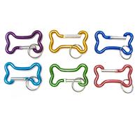 SET DA 12 PEZZI DI PORTACHIAVI MOSCHETTONE A FORMA DI OSSO IN ALLUMINIO