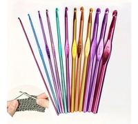 Set da 12 pezzi di uncinetti in colori casuali, ferri da maglia fatti a mano e attrezzi per il lavoro a maglia Tagli Unica,14 pezzi,Argento-12 pezzi,Colore-14 pezzi,Colore-12 pezziLega di alluminio