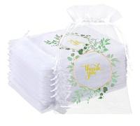 Set da 12 sacchetti di organza trasparente con disegno floreale, dimensioni 4x6 pollici, sacchetti regalo con cordoncino, confezione da regalo per gioielli, ideali per matrimoni e baby shower Geometri