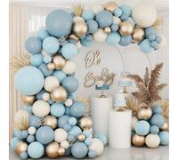 Set da 134 pezzi di palloncini ad arco di colore blu polveroso, palloncini blu bebè, bianchi e metallici dorati per decorazioni per doccia nuziale, festa di rivelazione del sesso, compleanno, doccia p