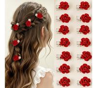 Set da 14 pezzi di fermagli per capelli floreali minimalisti carini, design elegante con fiori di rosa alla moda, adatti per adolescenti e ragazze, per feste e uso quotidiano - ottimo regalo per compl