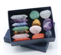 Set da 14 pezzi di pietre naturali di cristallo con punti doppi per il rolling, che rappresentano i 7 chakra, per l'energia di guarigione e lo yoga, adatto come regalo per compleanni, feste o San Vale