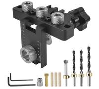 Set da 14 Pezzi Dima per Spinatura Legno, Alluminio Dima per Fori a Tasca, 8/10/15 MM Spinatrice per Legno, 3 In 1 Fori a Tasca per Legno, Set di Punte di Posizionamento. (nero)