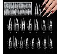 Set da 150 pezzi di forme per unghie francesi a forma di stiletto e a goccia, con linea francese 3D smart, riutilizzabili, per estensione delle unghie, 15 misure diverse, stampo per gel per unghie ABS