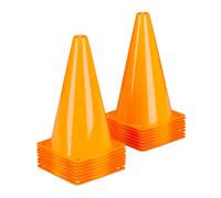 Relaxdays 16x Coni Stradali, Set Conetti per Allenamento di Calcio, Cani, Sport a Cavallo, Birilli, Bambini, Arancioni Unisex Adulto, 16 pz