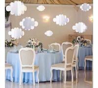 Set da 16 pezzi di decorazioni a forma di nuvola 3D per soffitto, ornamenti appesi in feltro finto per festa di nascità, asilo, matrimonio, decorazione per la casa, camera, pareti Tagli UnicaPoliester