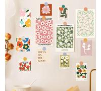 Set da 17 pezzi (15 cartoline decorative + 2 adesivi di colore casuale), poster decorativi con foto floreali e artistiche, adesivi fai-da-te per cartoleria e decorazione della parete, cartoline decora