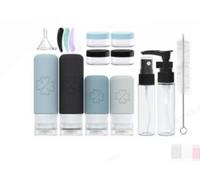 Set da 18 flaconi da riempire, flaconi da viaggio in silicone da 90 ml + 60 ml per viaggi in aereo, flaconi spray, flaconi con dosatore, piccoli contenitori, accessori da viaggio per shampoo, bagnosch