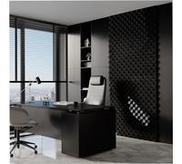 Set da 18 Strisce acustiche per pareti a doghe | Decorazioni murali fai-da-te | Mosaico 3D senza giunture | Diffusore decorativo in legno (HDF) | Colore: [ZARINA | Plastica nera lucida]