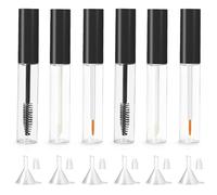 Set da 18 tubi per mascara vuoti e bacchetta in vetro, tubi per mascara vuoti da 10 ml con tappo in gomma e imbuto, tubi per mascara trasparenti per olio di ricino/siero per la crescita delle