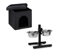 Set da 2 accessori per cani Sgabello con ciotole rialzate Antiscivolo Pieghevole