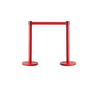 Set da 2 barriere di delimitazione per la gestione delle code (altezza 90 cm) con base pesante in gomma; ideali per hotel, aeroporti, banche, negozi ed eventi(Red,4.8 m)