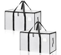 Set da 2 Borse Trasloco 90L Impermeabili con Cerniera e Maniglie Rinforzate, Borse di Stoccaggio Pieghevoli per Vestiti, Trapunte e Viaggi, Alternative a Scatole di Cartone (Trasparente, 2 Pezzi)