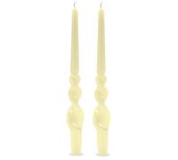 Set da 2 Candele da candelabro voluta laccata lavorazione artigianale - Altezza 30 cm - Cereria Di Giorgio - Colore Panna