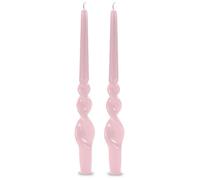 Set da 2 Candele da candelabro voluta laccata lavorazione artigianale - Altezza 30 cm - Cereria Di Giorgio - Colore Rosa polvere