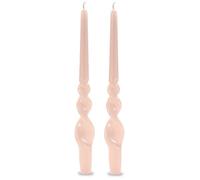 Set da 2 Candele da candelabro voluta laccata lavorazione artigianale - Altezza 30 cm - Cereria Di Giorgio - Colore Cipria