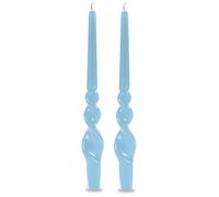 Set da 2 Candele da candelabro voluta laccata lavorazione artigianale - Altezza 30 cm - Cereria Di Giorgio - Colore Dusty blue