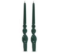 Set da 2 Candele da candelabro voluta laccata lavorazione artigianale - Altezza 30 cm - Cereria Di Giorgio - Colore Verde scuro