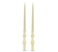Set da 2 Candele da candelabro voluta laccata lavorazione artigianale - Altezza 40 cm - Cereria Di Giorgio - Colore Panna