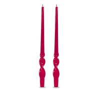 Set da 2 Candele da candelabro voluta laccata lavorazione artigianale - Altezza 40 cm - Cereria Di Giorgio - Colore Rosso