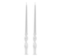 Set da 2 Candele da candelabro voluta laccata lavorazione artigianale - Altezza 40 cm - Cereria Di Giorgio - Colore Bianco