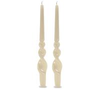 Set da 2 Candele da candelabro voluta laccata lavorazione artigianale - Altezza 30 cm - Cereria Di Giorgio - Colore Avorio