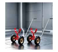 Set Da 2 Carrelli Robusti per Il Trasporto Di Tubi, Con Ruote Piene | Attrezzo Di Movimentazione Fuoristrada In Acciaio Con Culla Di Supporto, per Cantieri, Magazzini E Officine(44 cm)