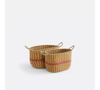 Set da 2 cesti multicolori in fibre vegetali intrecciate, KERALA Multicolore TU