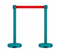 Set da 2 Colonnine Segnapercorso con Nastro Retrattile, Barriera per Code con Base Riempibile con Sabbia, Nastro Rosso 3 m per Eventi, Negozi, Aeroporti, Ristoranti Green 2m/78.7in
