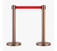 Set da 2 Colonnine Segnapercorso con Nastro Retrattile, Barriera per Code con Base Riempibile con Sabbia, Nastro Rosso 3 m per Eventi, Negozi, Aeroporti, Ristoranti Brown 5m/196in